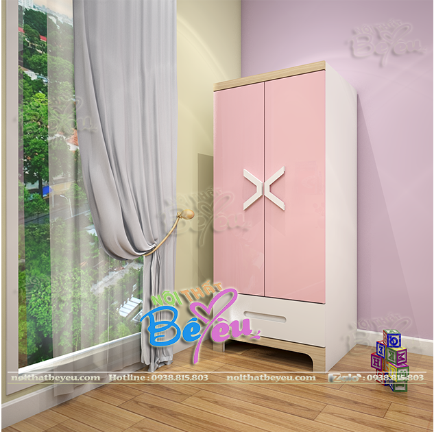 Phong ngu nho gon dep cho be gai mau hong don gian. noithatbeyeu.com 4