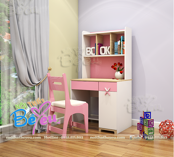 Phong ngu nho gon dep cho be gai mau hong don gian. noithatbeyeu.com 7