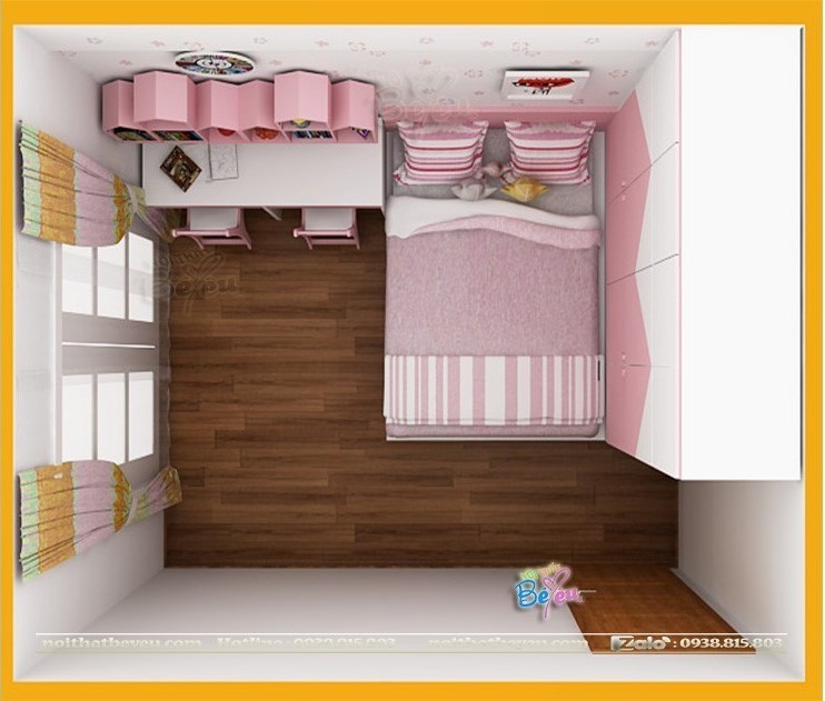 Decor, trang tri noi that phong ngu mau hong pastel don gian, cute, sang trọng