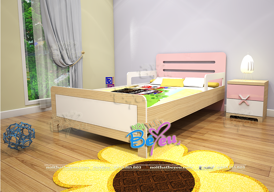 giuong ngu don cho be gai mau hong noithatbeyeu.com 0938815803