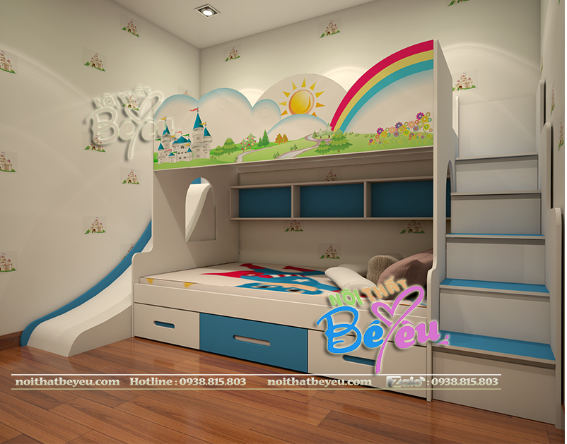 1.. giuong tang lau dai cong chua cho be gai co cau truot-noithatbeyeu 2