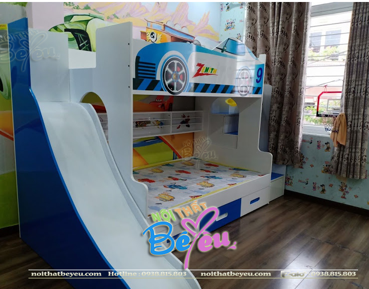 giuong tang tre em co cau truot cho be trai be gai - noithatbeyeu.com-