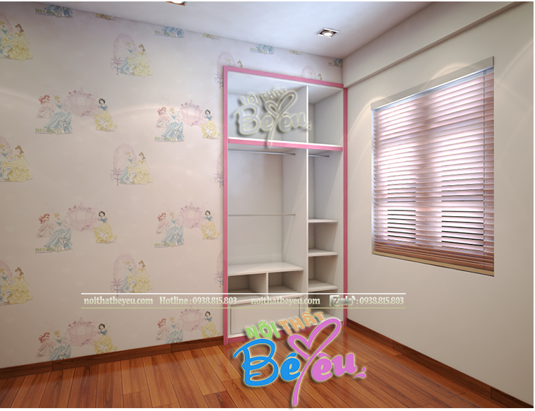 Phong ngu cong chua với giường 2 Tầng mau hong - noi that be yeu 3