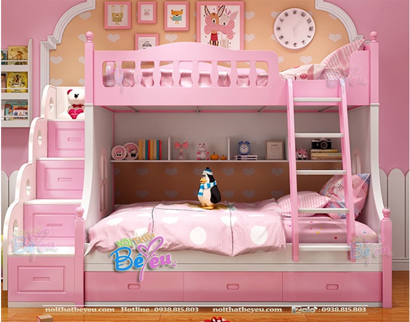 giuong tang cho be gai mau hong phan noithatbeyeu.com