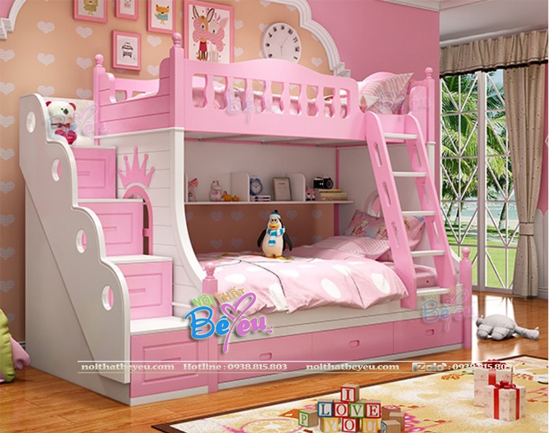 5 giuong tang cho be gai mau hong phan noithatbeyeu.com 0938815803