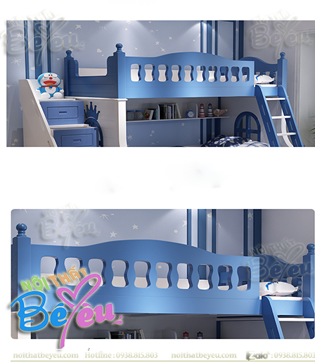 Giường 3 Tầng Trẻ Em cho be trai be gai mau xanh noithatbeyeu.com 0938815803