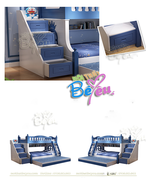 Giường 3 Tầng Trẻ Em cho be trai be gai mau xanh noithatbeyeu.com 0938815803