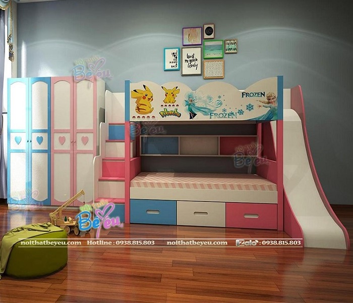 1 Giường Tầng cầu trượt cho be trai be gai noithatbeyeu.com 0938815803