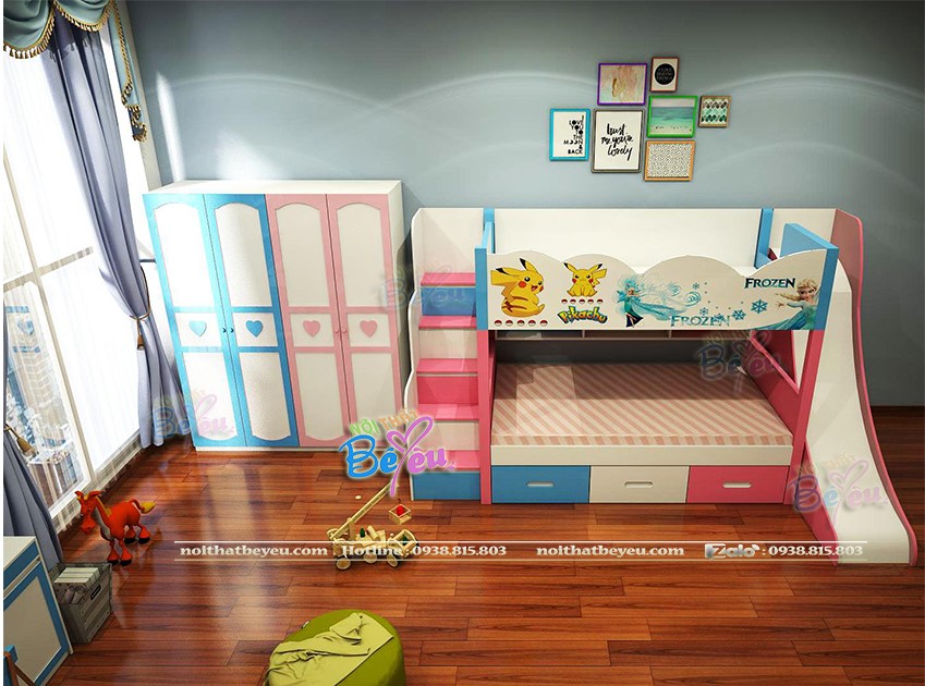 Giường Tầng cầu trượt cho be trai be gai noithatbeyeu.com 0938815803