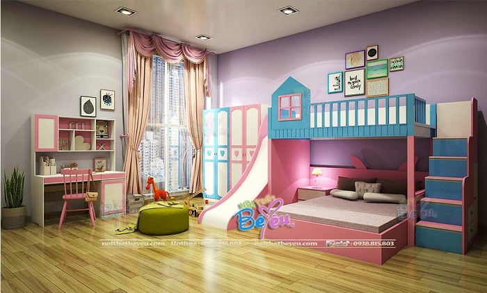 1 Giuong tang cho be trai be gai co cau truot noithatbeyeu.com 0938815803