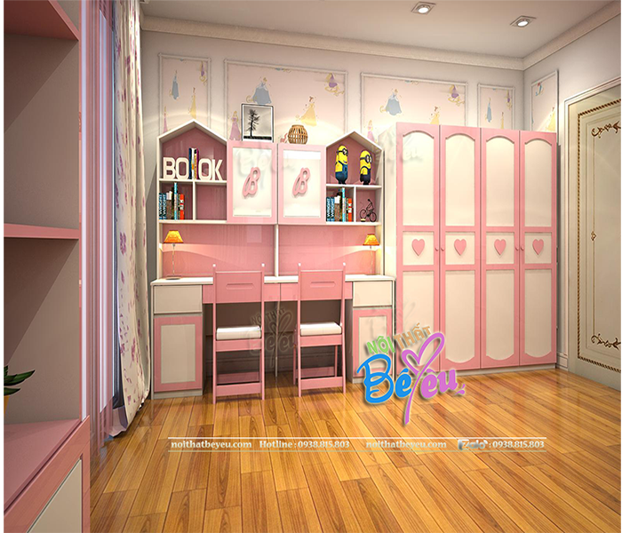 giuong tang tre em co cau truot mai nha cho be gai 12