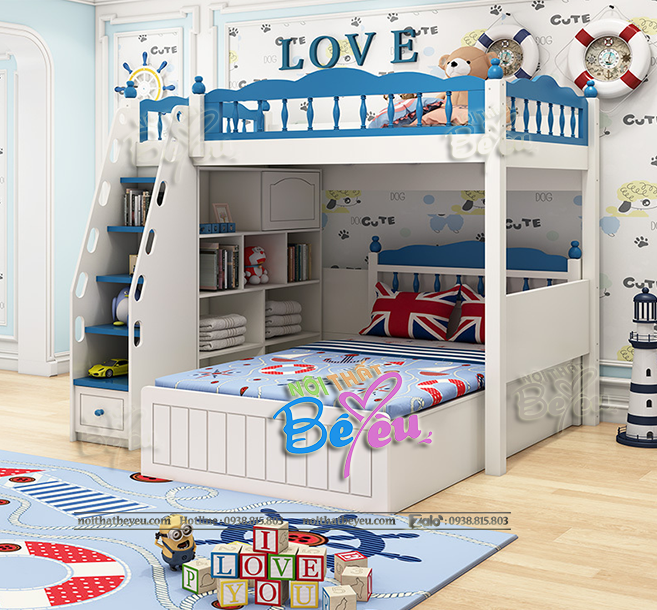 5 giuong tang ket hop ban hoc tre em cho be trai be gai mau hong xanh noithatbeyeu.com 0938815803