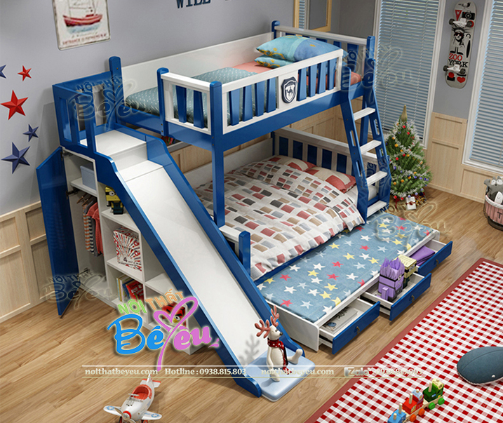 giuong tang tre em co cau truot cho be trai be gai noithatbeyeu.com 0938815803