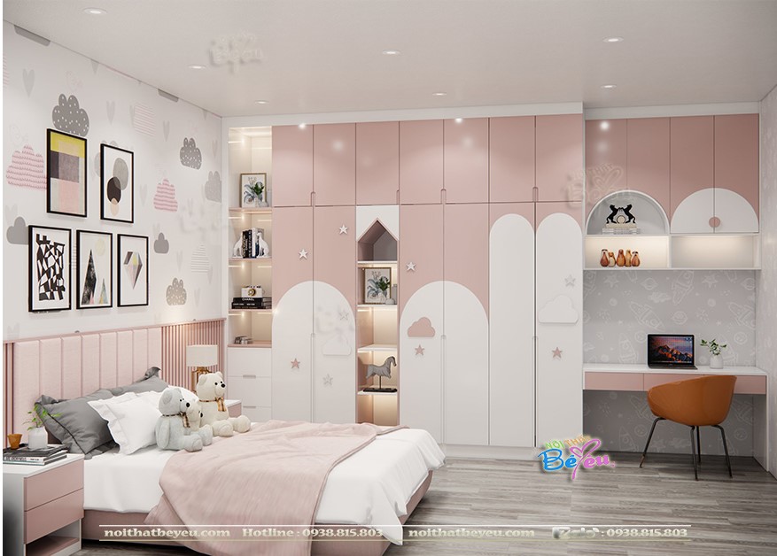 phong ngu mau hong don gian cho be gai decor phong ngu mau hong, cu te sang trong