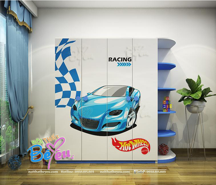 thiet ke tu ao tre em hinh oto cho be trai noi that be yeu 6