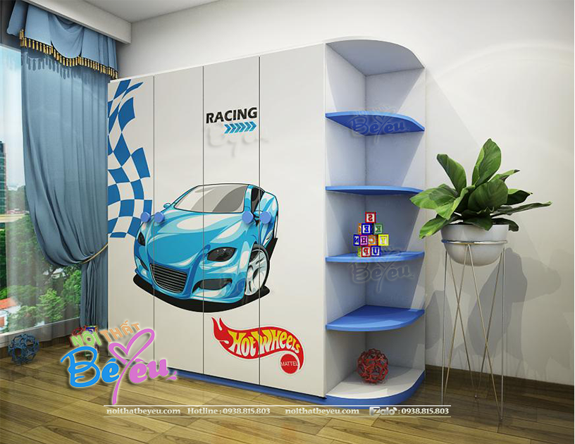 thiet ke tu ao tre em hinh oto cho be trai noi that be yeu 1