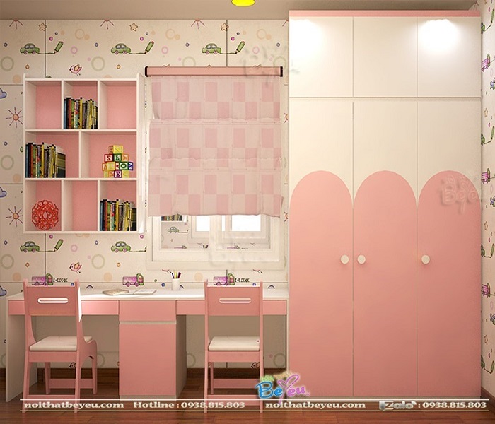 Tủ Áo trẻ em màu hông cho bé gái