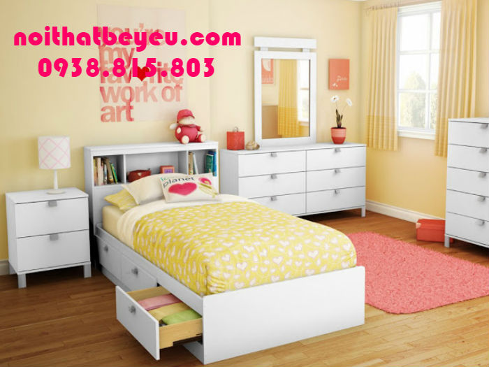 giuong ngu tre em co ngan keo cho be trai be gai