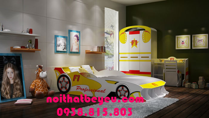 giuong ngu tre em hinh o to cho be trai