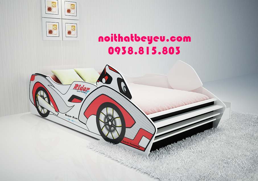 giường ngủ tre em hinh ô Tô dành cho bé trai 1