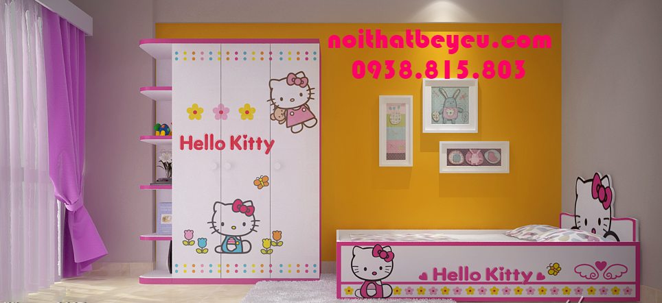 giuong ngu tre em kitty cho be gai