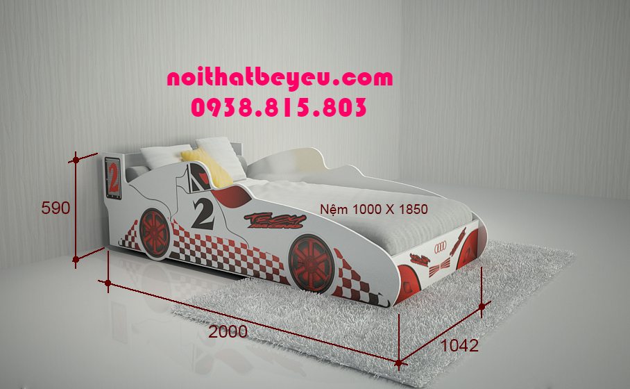 Giuong ngu tre em hinh o to cho be trai