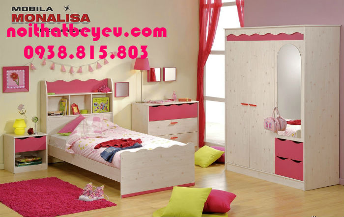 giuong ngu tre em co ngan keo ke sach