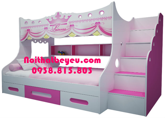 Giuong 2 tang tre em hinh cong chua