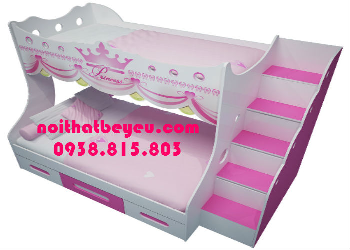 Giuong 2 tang tre em hinh cong chua 1