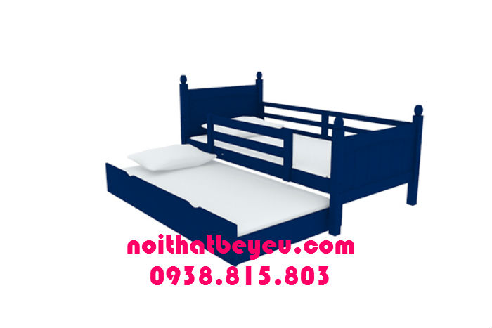 Giuong ngu tre em 1m2 mau xanh