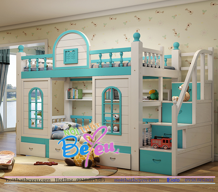 1. giuong tang tre em co cau tuot cho be trai be gai noi that tre em - noi that be yeu 3