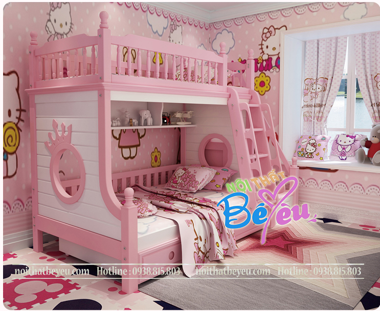1.. giuong tang tre em cong chua cho be gai - giuong tang tre em - noi that be yeu 3