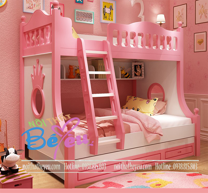 Giuong tang tre em cho be gai mau hong 2