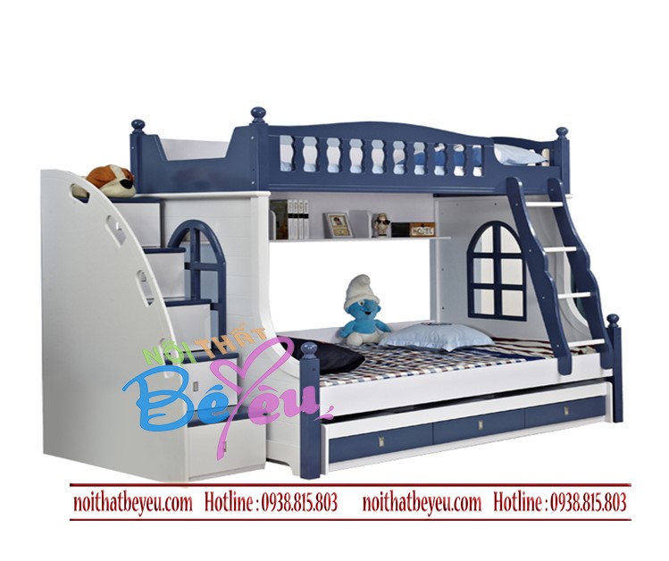 giuong tang cho be trai be gai mau xanh 3