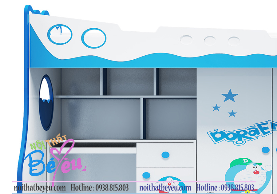 Giuong tang 3 trong 1, giuong tang ket hop tu ao ban hoc