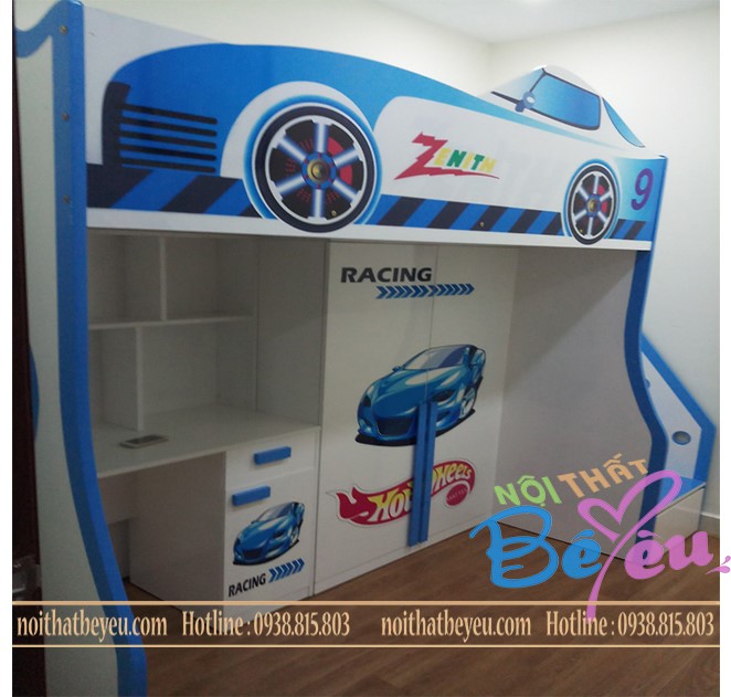 Giuong tang tre em 3 trong 1 giuong tang ket hop ban hoc tu ao 1 - noi that be yeu 4