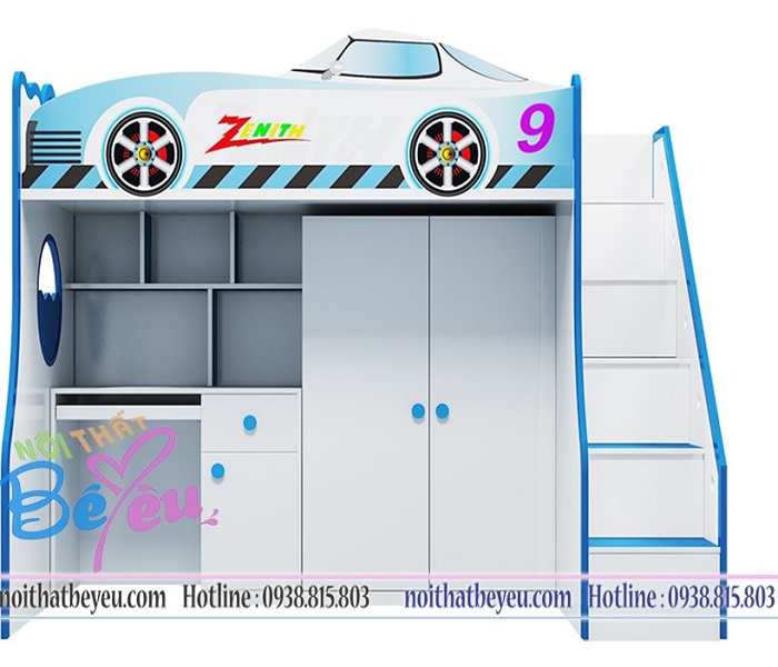 Giuong tang tre em 3 trong 1 giuong tang ket hop ban hoc tu ao 1 - noi that be yeu 2