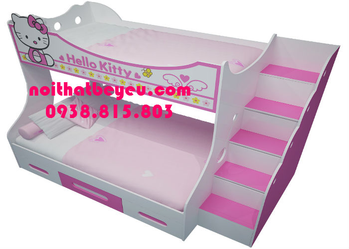Giuong 2 tang tre em hello kitty 6