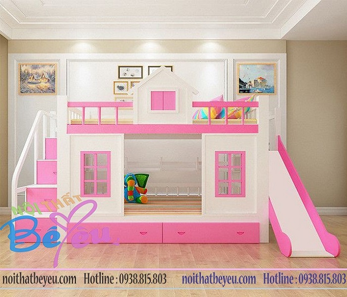 giuong tang co cau truot cho be trai be gai 6