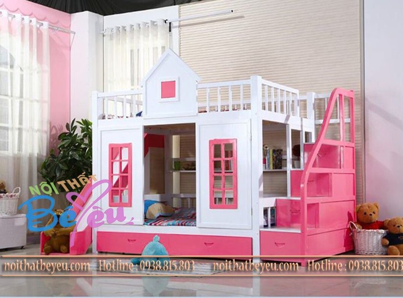 giuong tang co cau truot cho be trai be gai 2