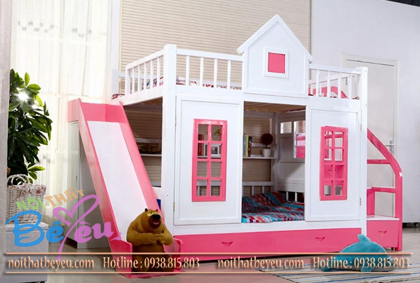 giuong tang co cau truot cho be trai be gai 3