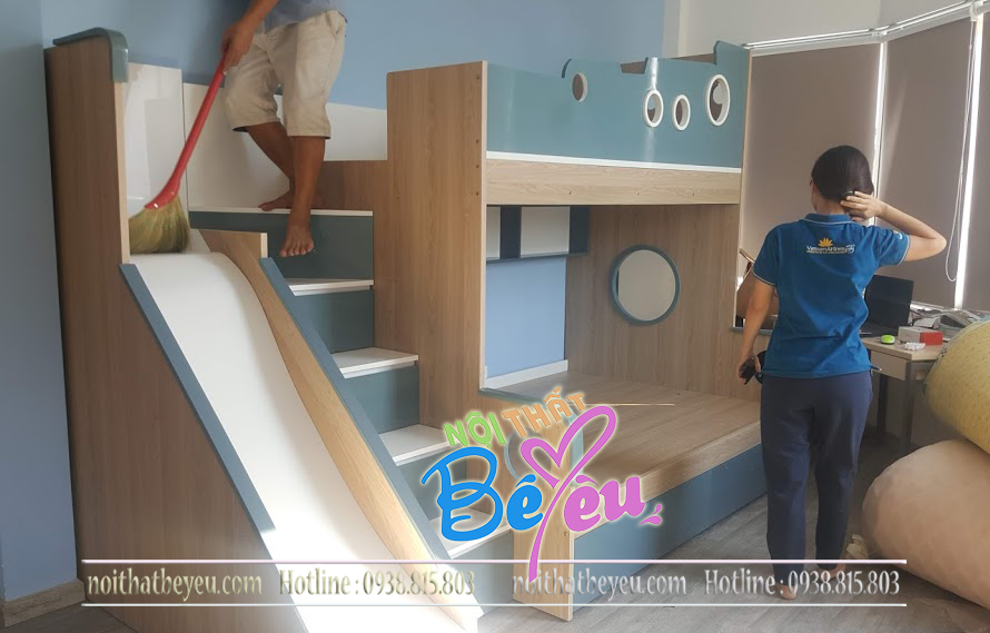 giuong tang tre em co cau truot cho be trai be gai 2