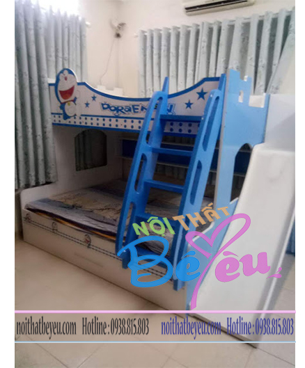 Giường Tầng trẻ em có cầu trươt cho be trai Doremon