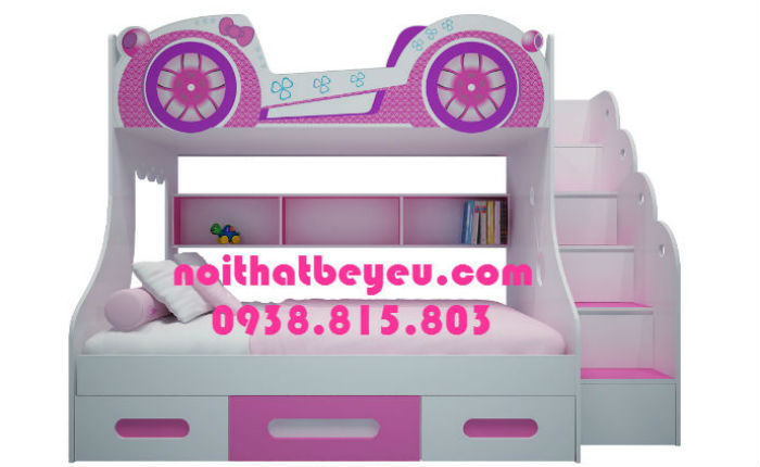 giuong tang tre em hinh xe dep cho be trai be gai 1