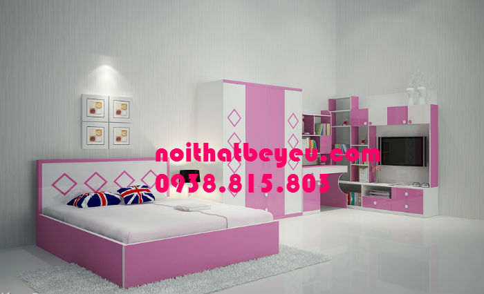 bo giuong ngu tre em mau hong 1