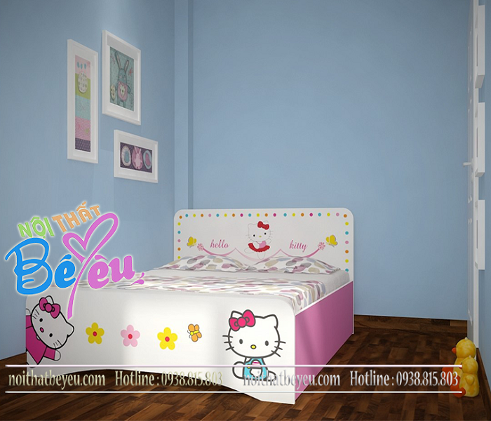 giuong ngu tre em cho be gai kitty