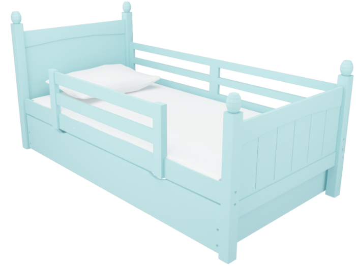 Giuong ngu tre em 1m2 go thông mau xanh ngoc 1