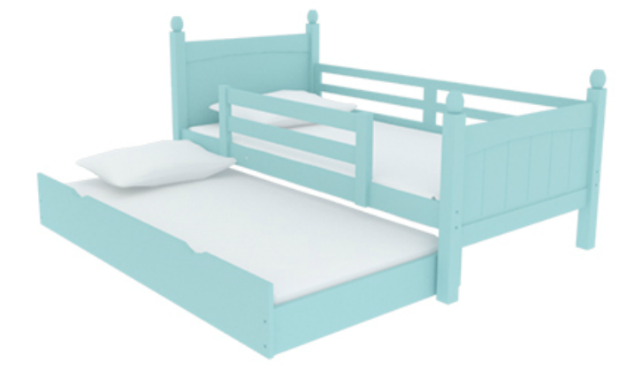 Giuong ngu tre em 1m2 go thông mau xanh ngoc