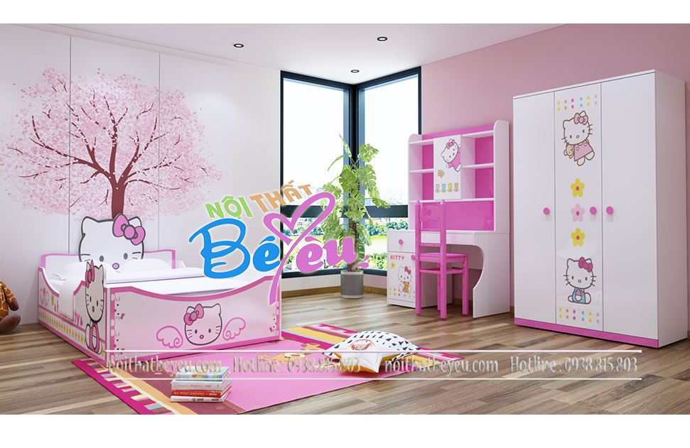 PHONG NGU TRE EM CHO BE GAI HELLO KITTY 1