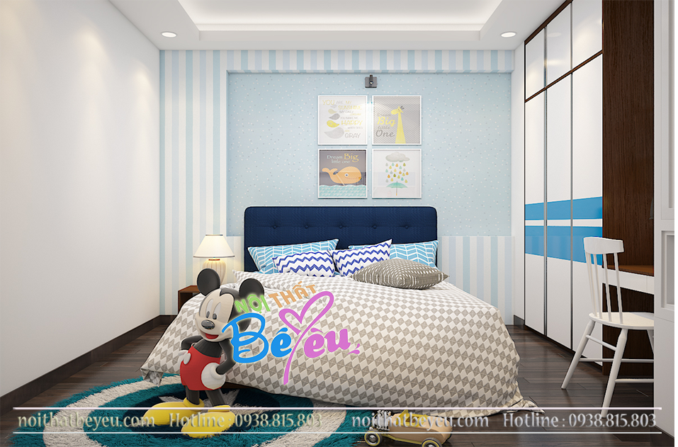 4... Thiet ke trang tri phong ngu be trai nho dep ca tinh - phong ngu tre em  dep hien dai - noi that be yeu 3